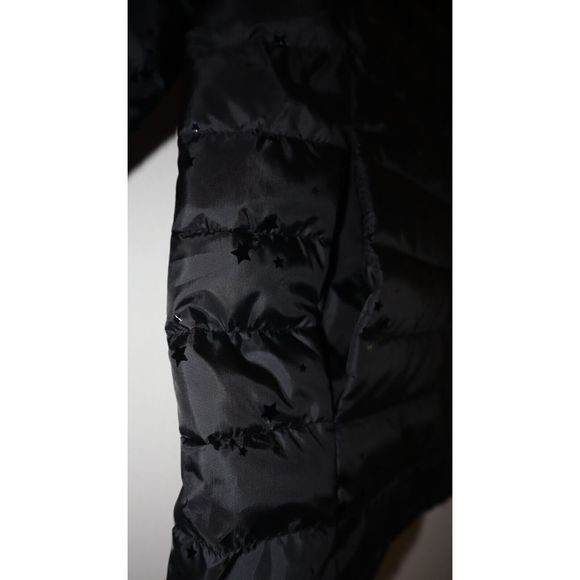 Gap Kids Girl's Sz S (6-7) Black Allover Star Print Hooded Puffer Jacket $80 - Picture 4 of 12